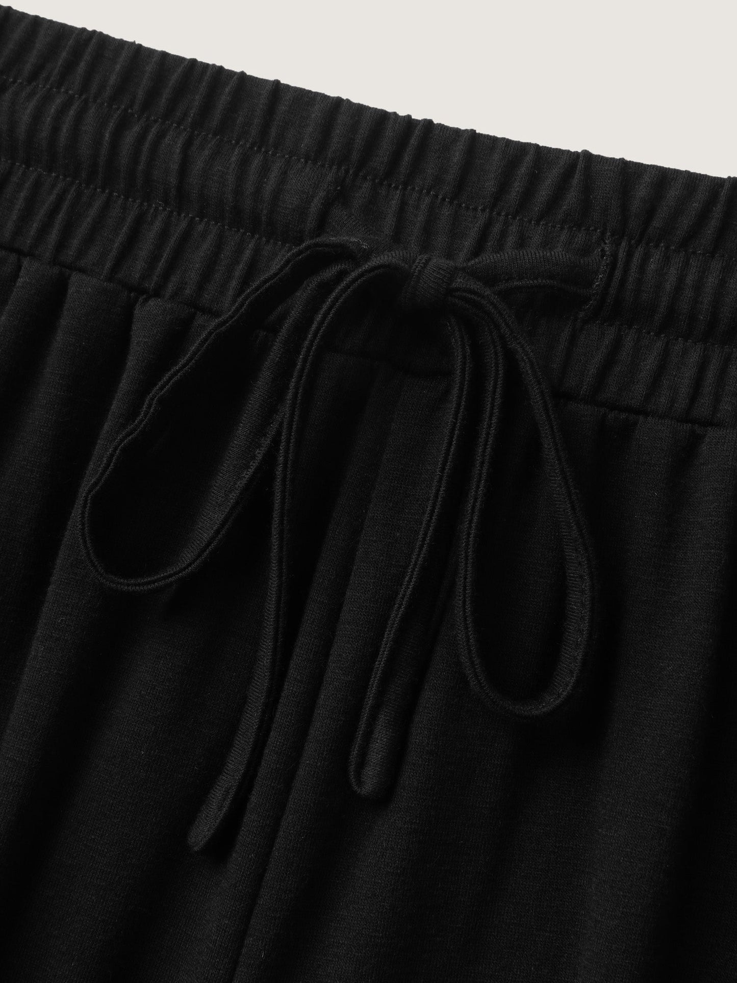 Ruffled Hem Stretchy Wide-Leg Pants