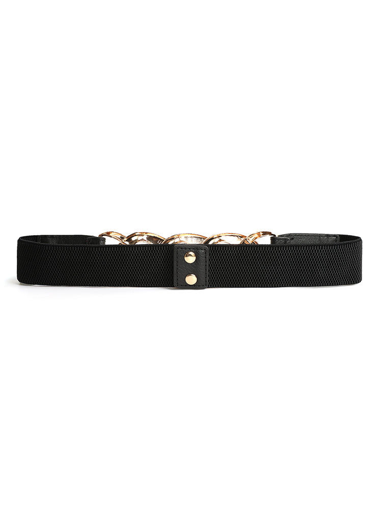 Chain & Snap Button Decor Elastic Belt