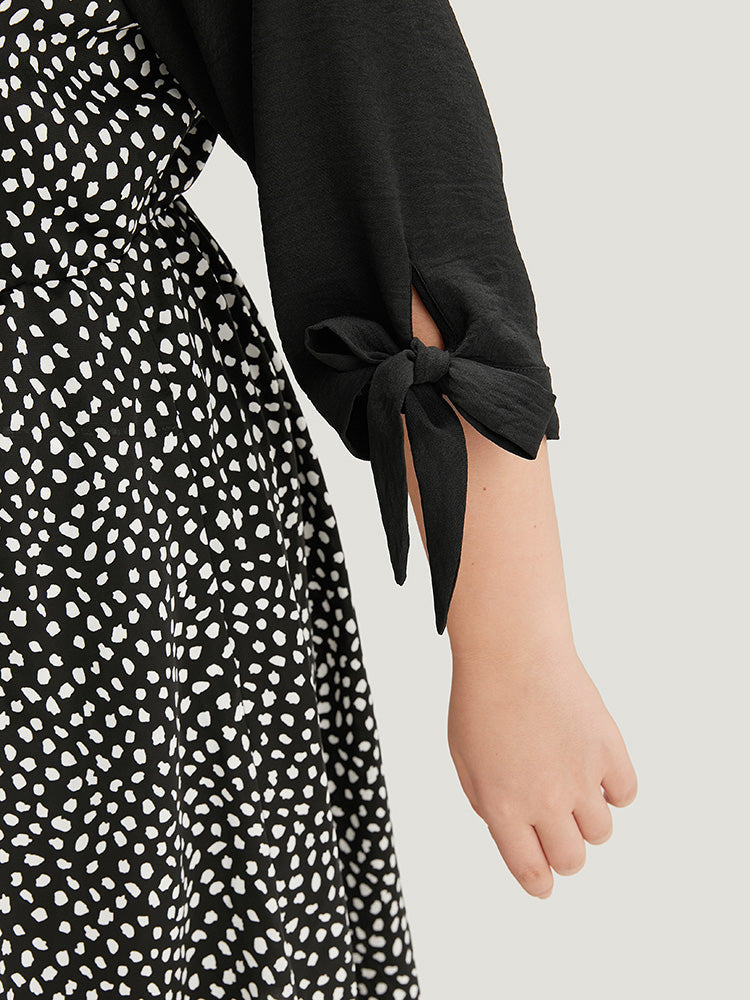 Geometric Graphic Patchwork Knot Cuffs Dress