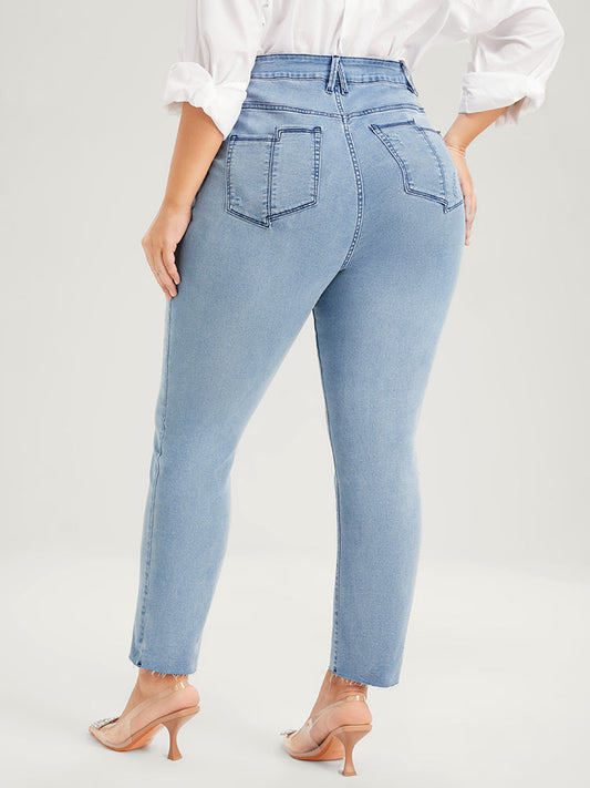 Skinny Very Stretchy High Rise Light Wash Pocket Patchwork Jeans