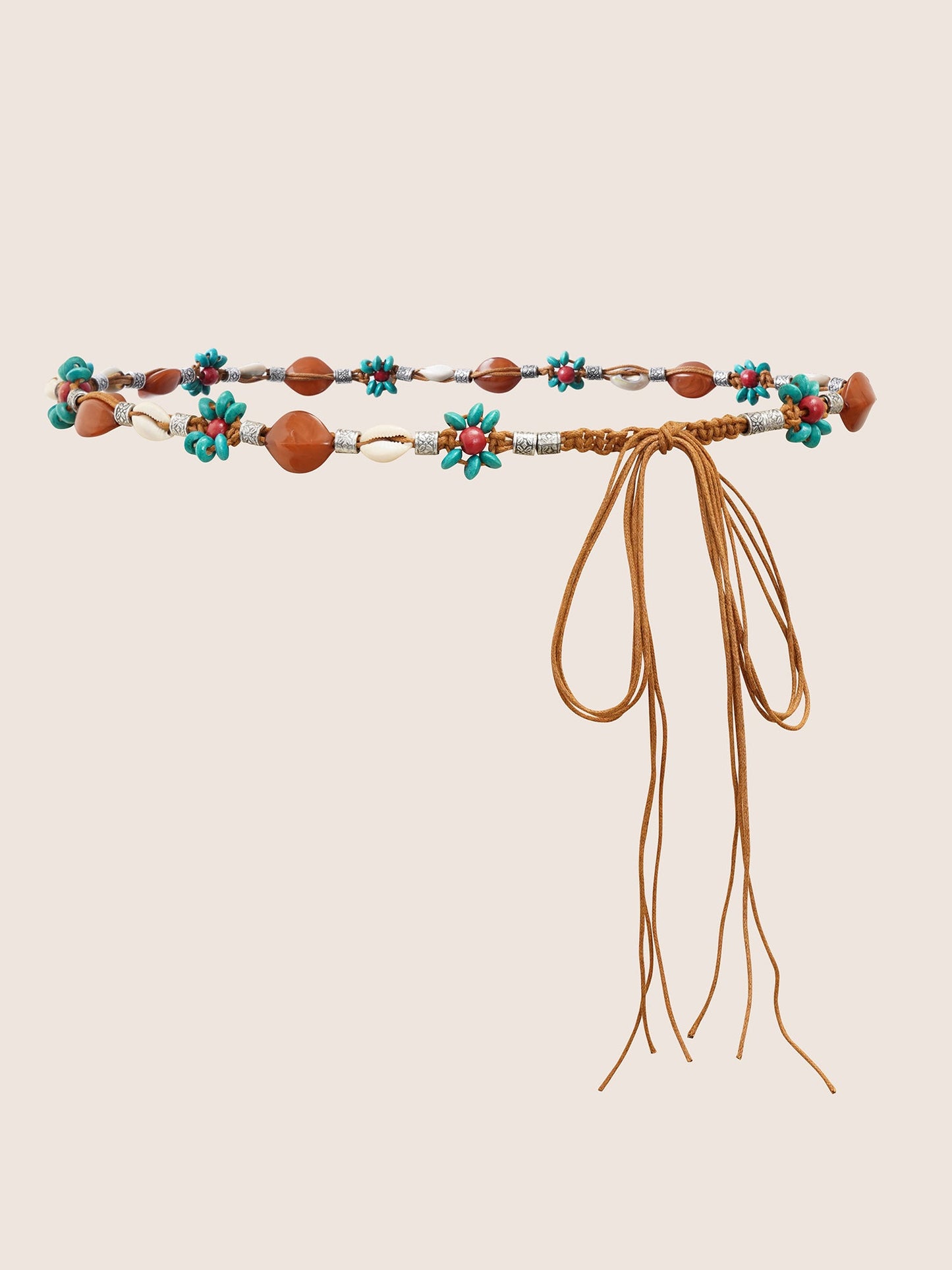 Vacation Shell & Natural Stone Chain Weave Belt