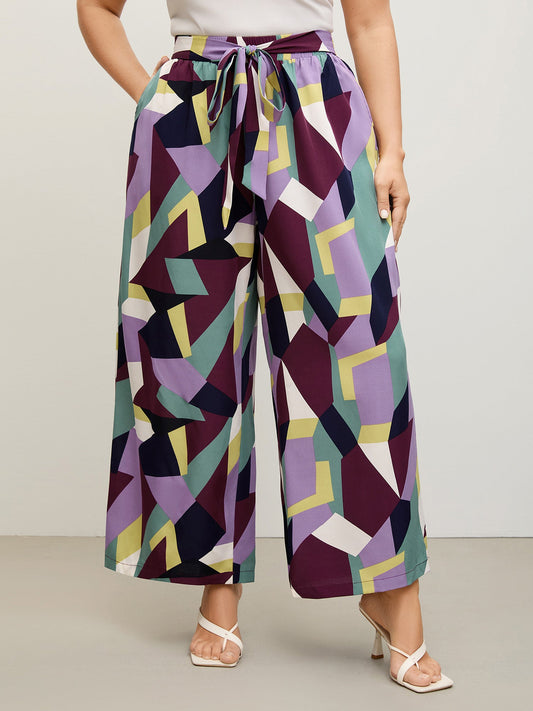 Colorful Geometry Waist-Tie Pants