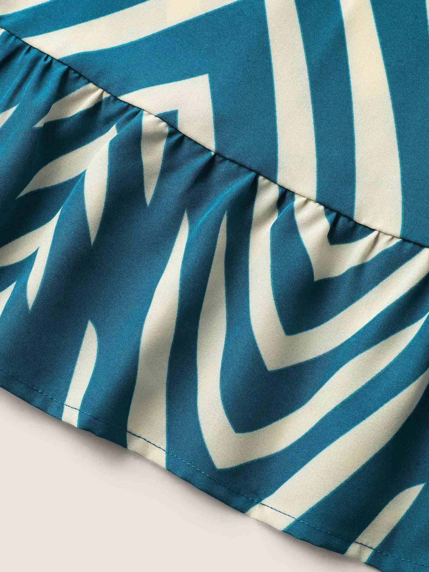 Geometric Print Cinched-Waist Midi Dress