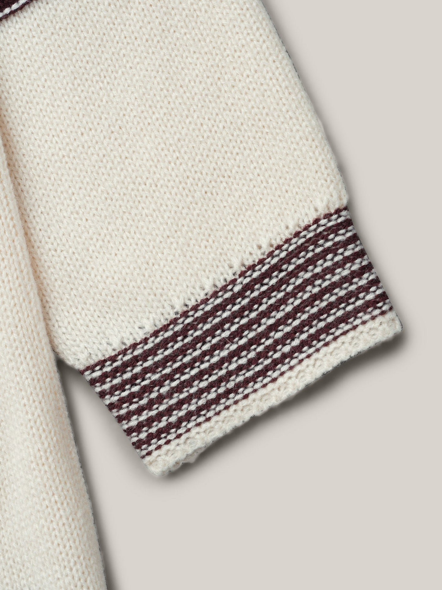 Color-Collision Textured Knit Pullover