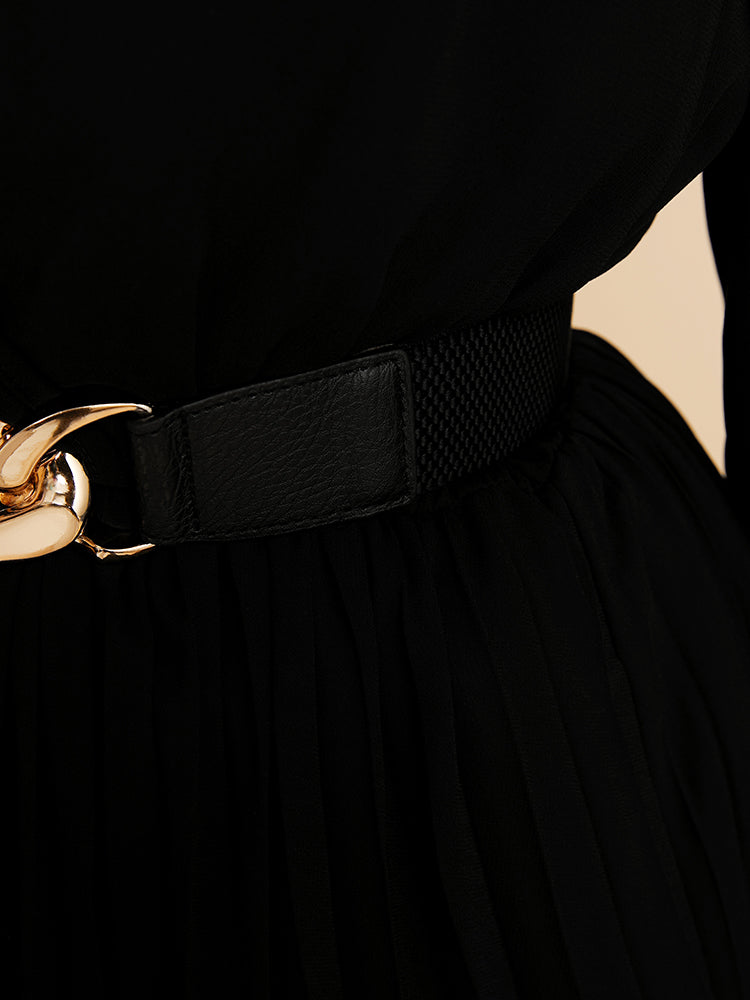 Chain & Snap Button Decor Elastic Belt