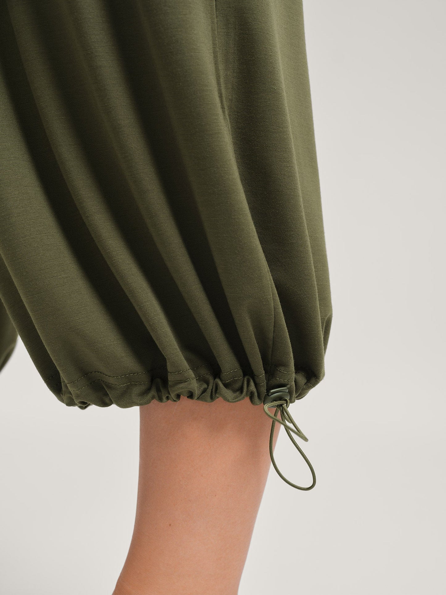 Stretchy Adjustable Cuffs Wide-Leg Pants