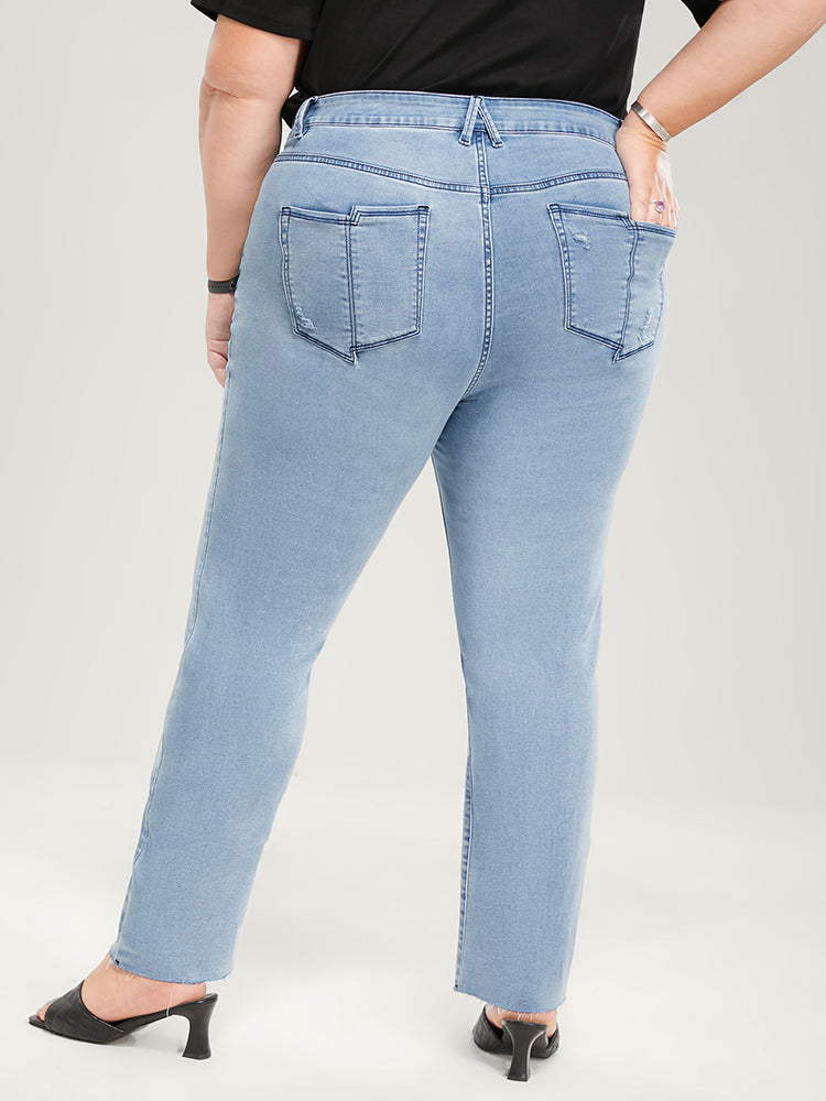 Skinny Very Stretchy High Rise Light Wash Pocket Patchwork Jeans