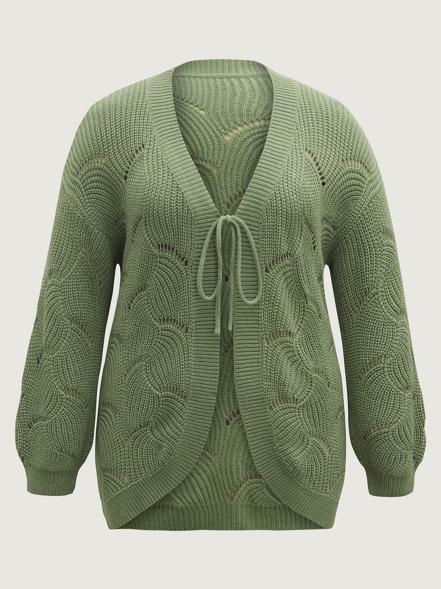 Cut-Out Textured Tie Knit Cardigan