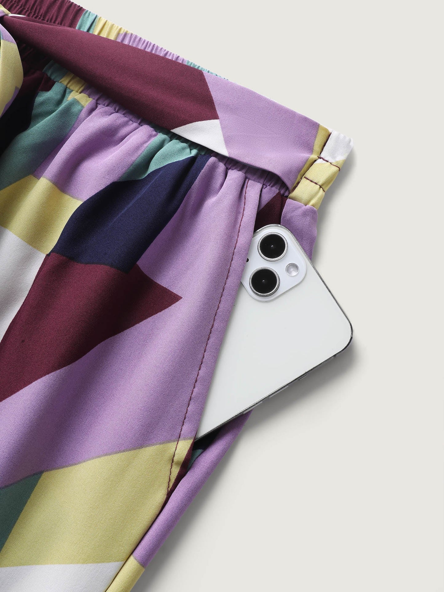 Colorful Geometry Waist-Tie Pants