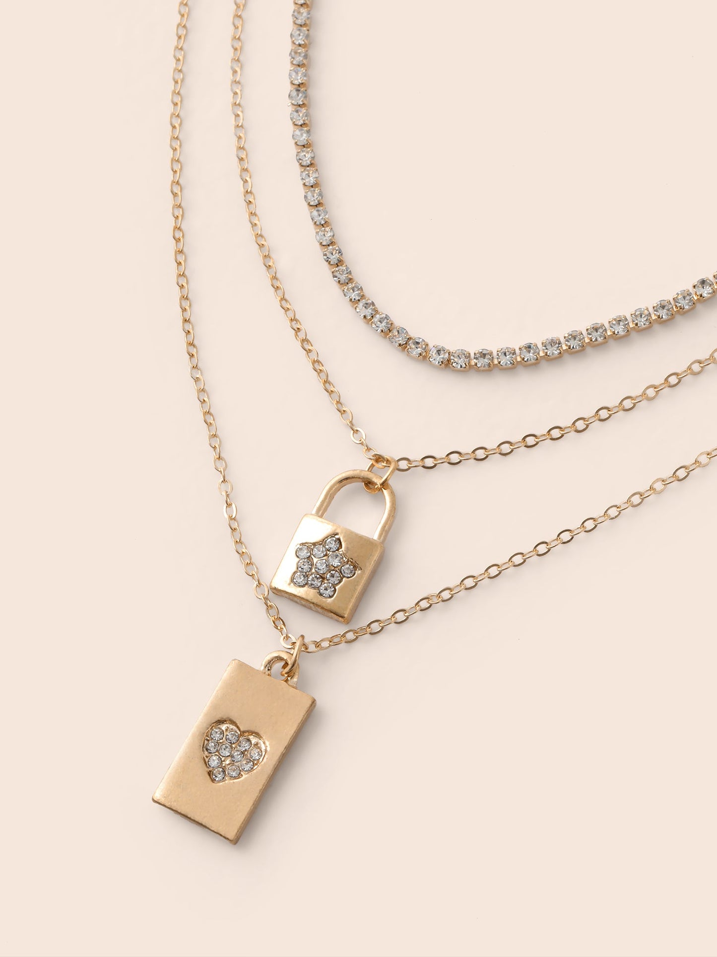 Lock & Heart Charm Chain Necklace