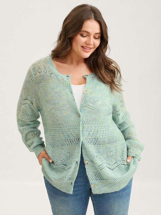 Textured Heather Button Front Knit Cardigan