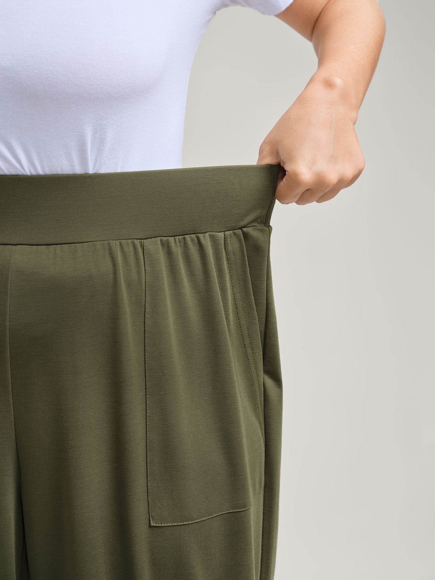 Stretchy Adjustable Cuffs Wide-Leg Pants