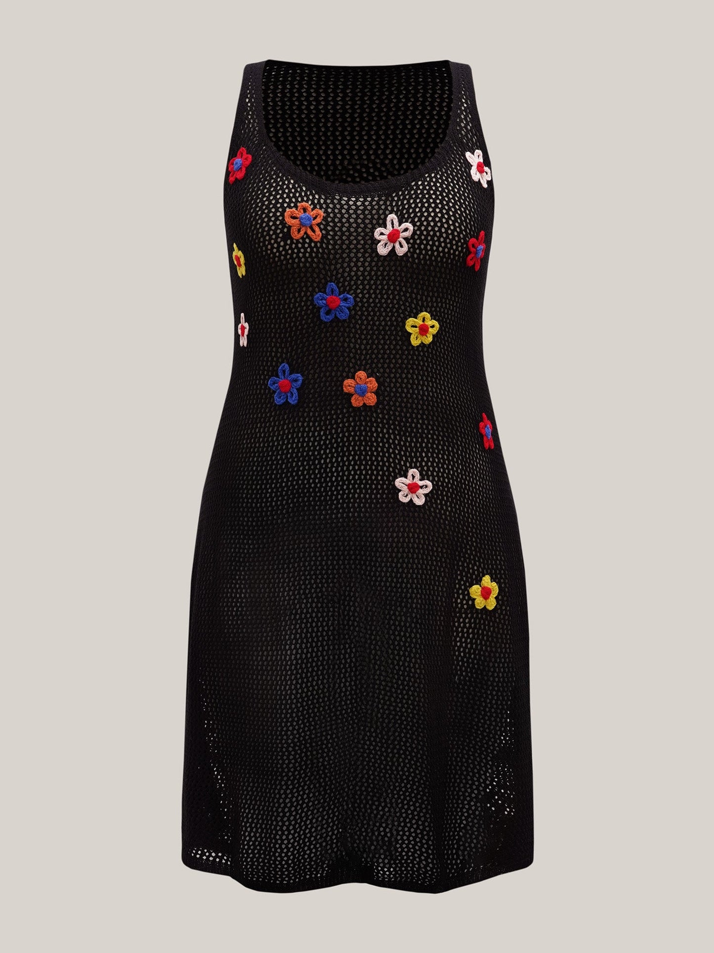 Crochet Flower Cut-Out Swim Cover-Up