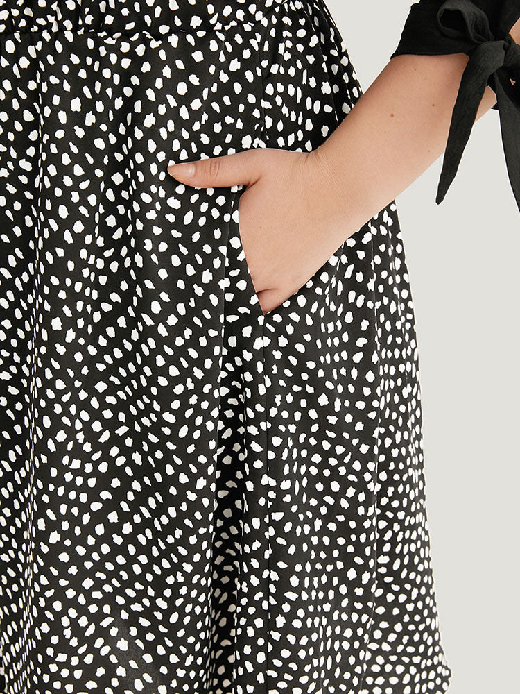 Geometric Graphic Patchwork Knot Cuffs Dress