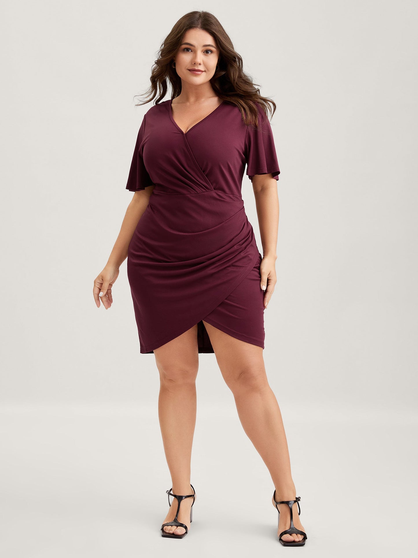 Super Stretchy Bodycon Pleated Midi Dress