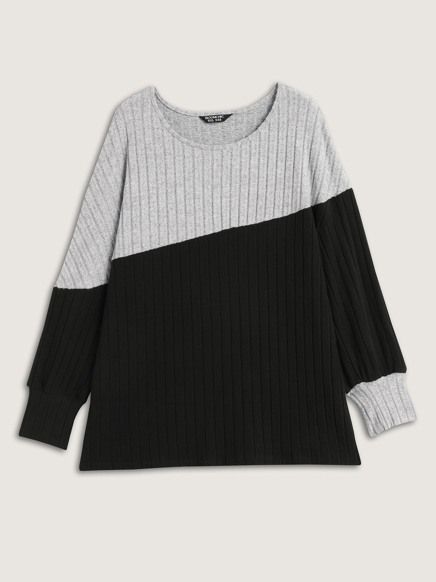 Color Contrast Ribbed Sweatshirt