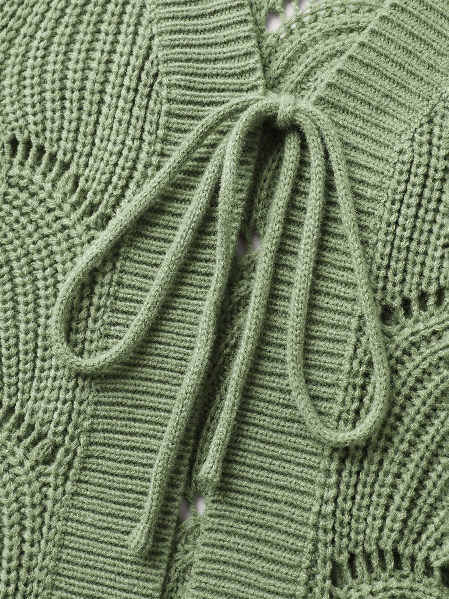 Cut-Out Textured Tie Knit Cardigan