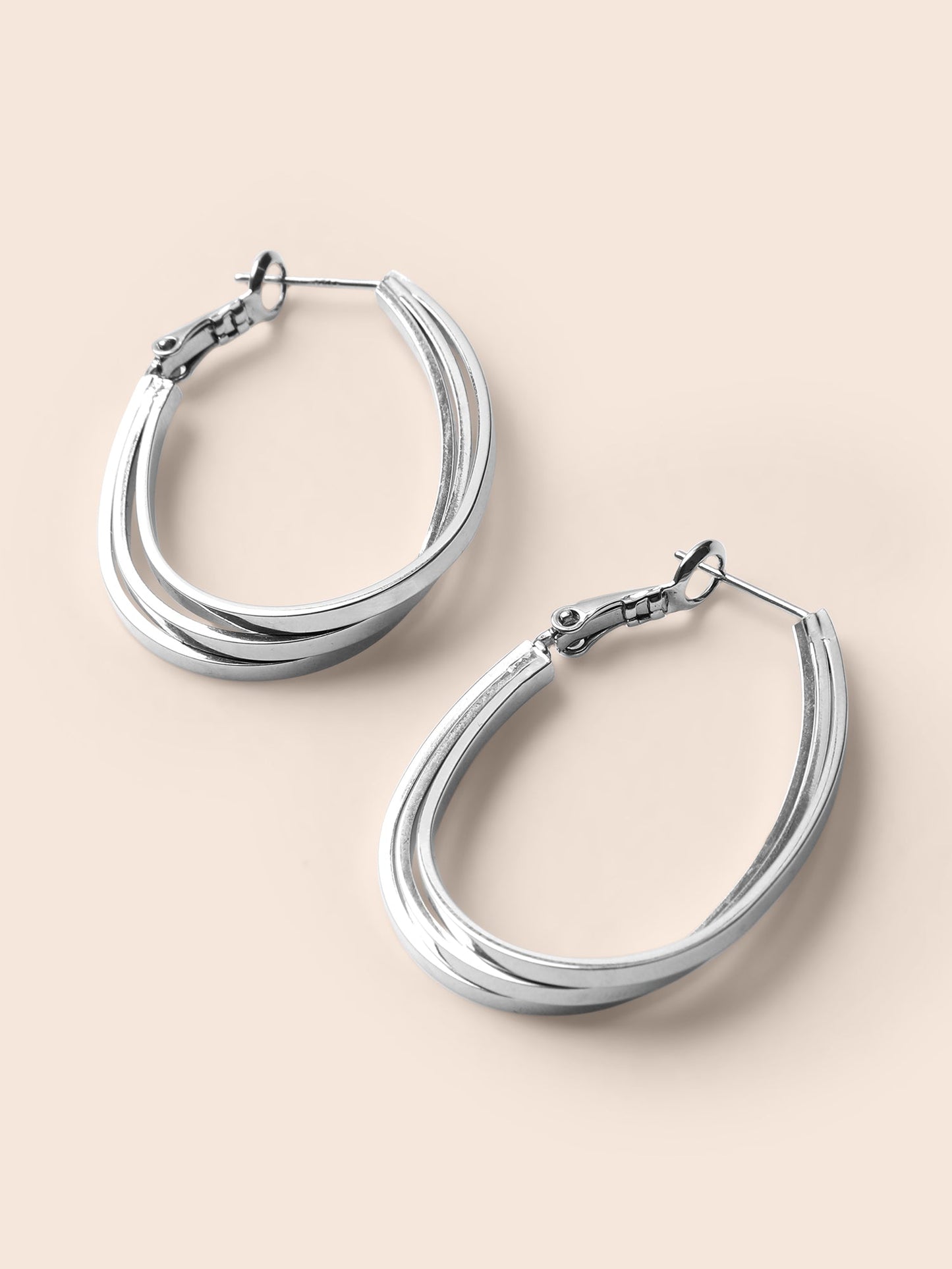 Cross Silver Hoop Earrings