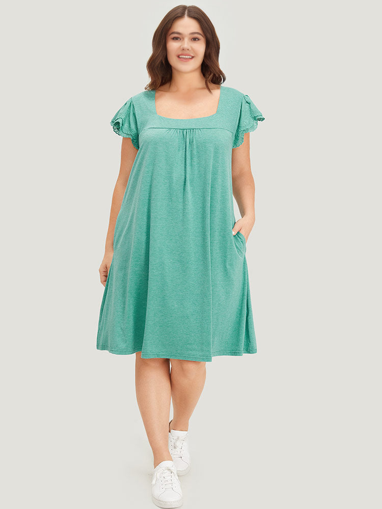 Supersoft Essentials Lace Panel Square Neck Layered Dress