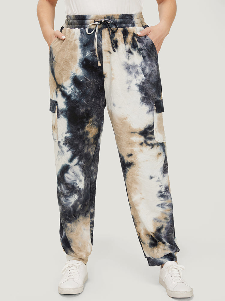 Tie Dye Flap Pocket Drawstring Pants