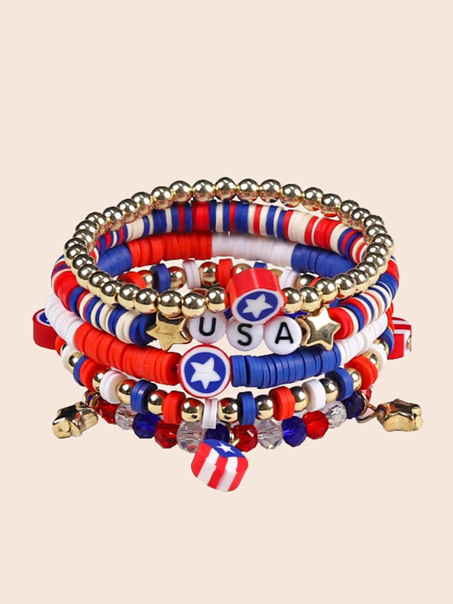 USA Themed Beaded Letter Bracelet