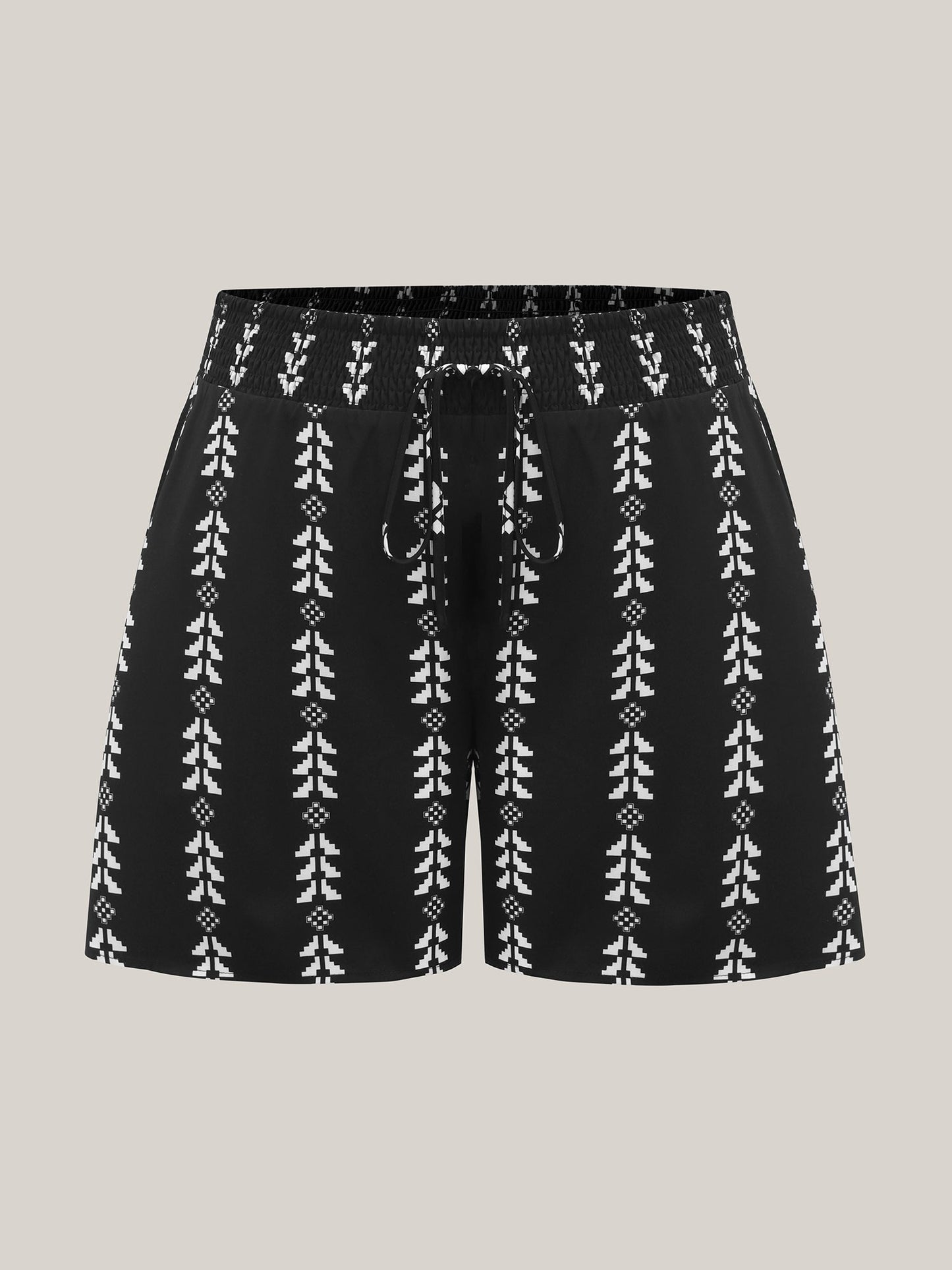 Geometric Print Wide-Leg Shorts