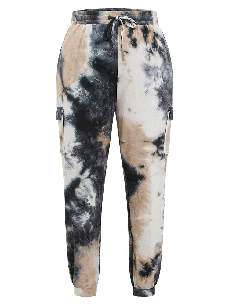 Tie Dye Flap Pocket Drawstring Pants