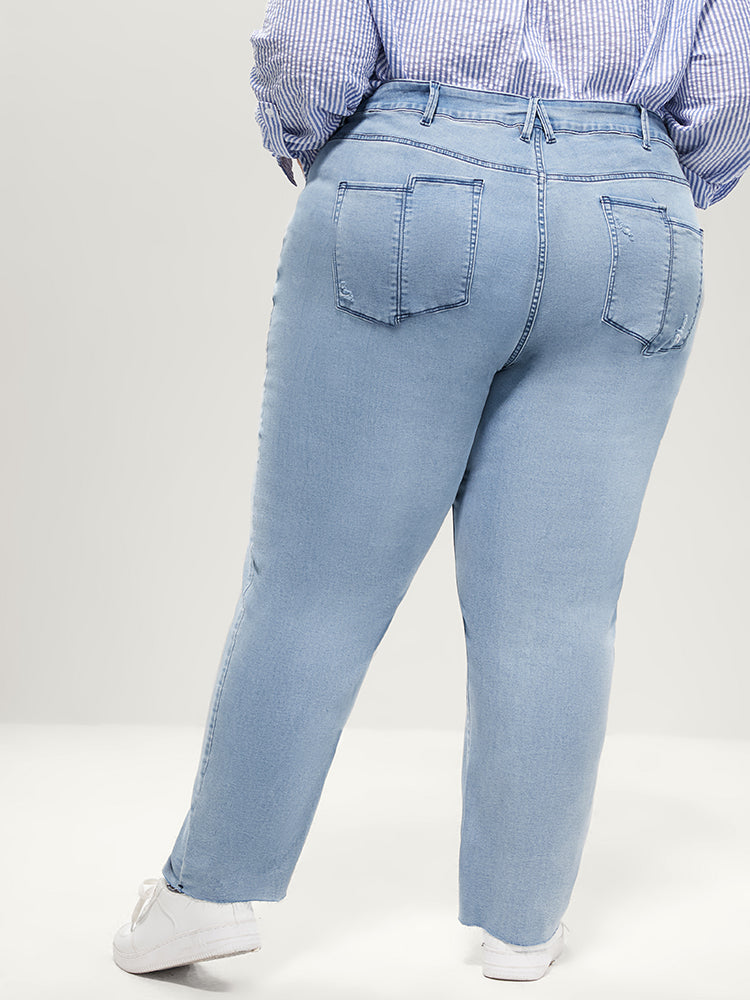 Skinny Very Stretchy High Rise Light Wash Pocket Patchwork Jeans